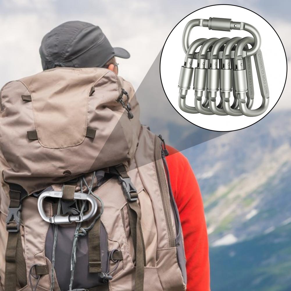 Carabiner Locking D - Anahtarlık Güvenlik Karabinaları 6 adet Kilitlenebilir