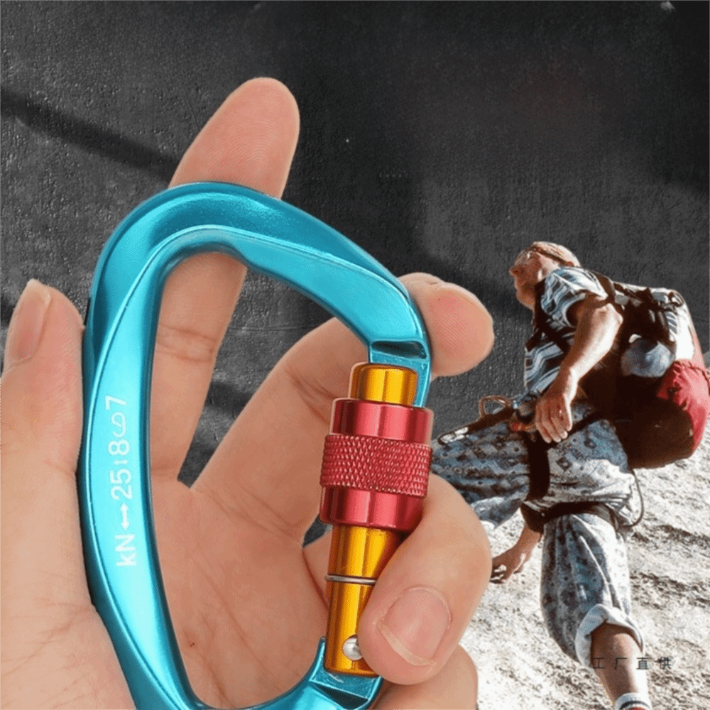 Carabiner Locking D - D-şekilli 25KN Tırmanma Karabina Alüminyum Alaşımlı