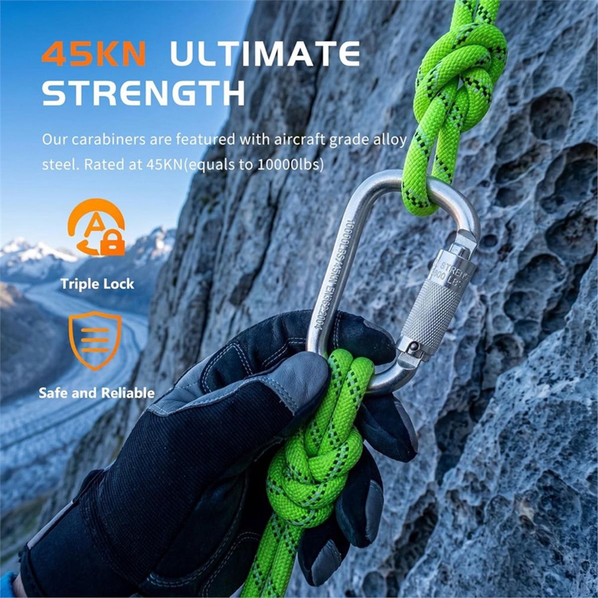 Carabiner Locking D - (A99Z) 45kN Otomatik Kilitli Karabina D-Şekilli