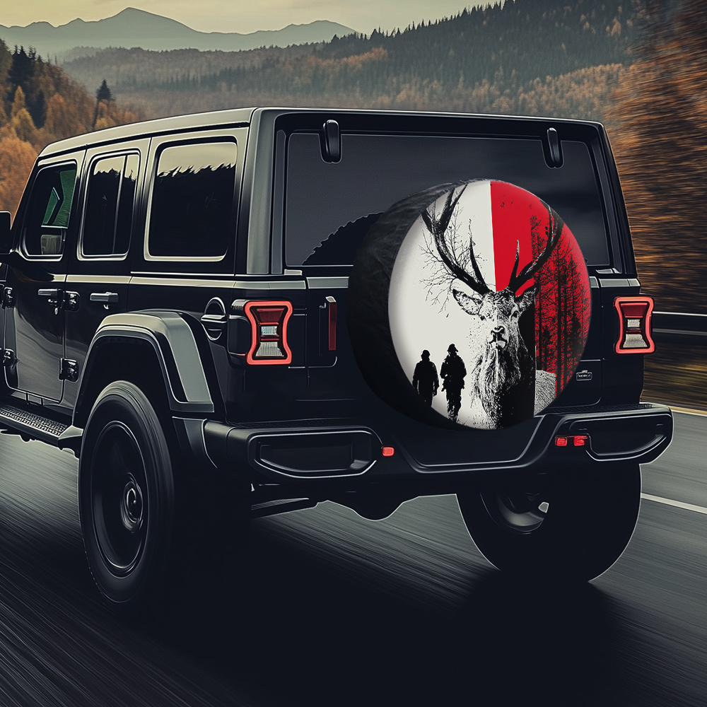 Outdoor Adventure Jeep - Geyik Avı Sahnesi Lastik Kılıfı Polyester