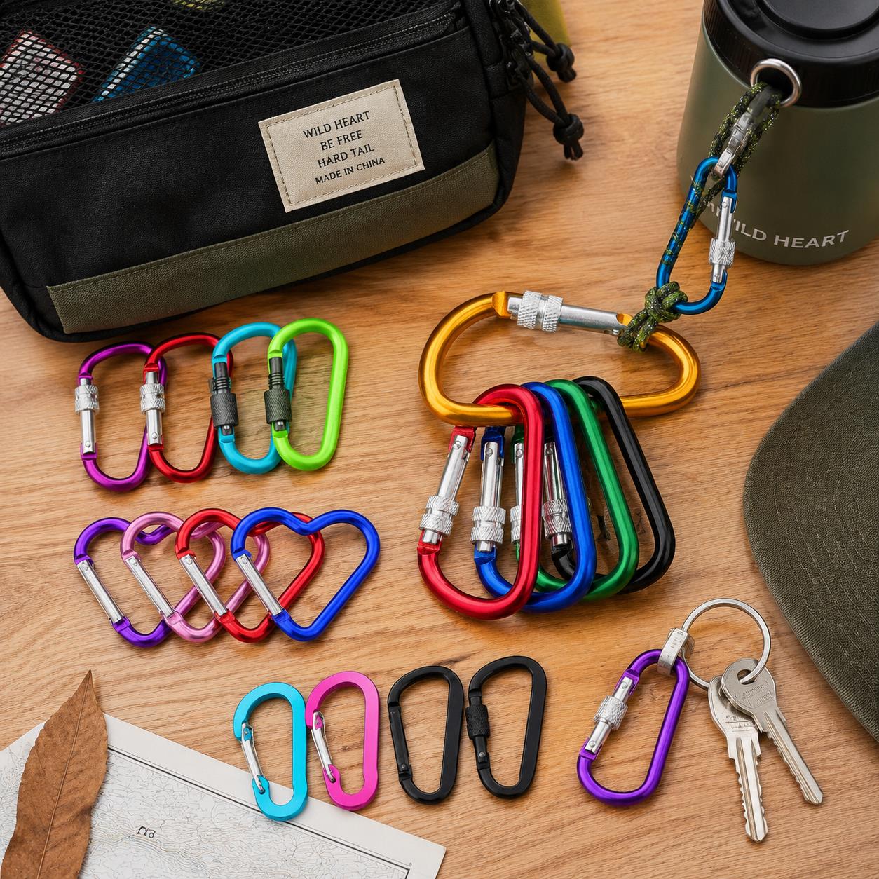 Carabiner Locking D - 6'lı Karabina Paketleri – 5-8cm D
